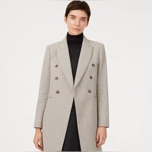 Club Monaco Beige Houndstooth Double-Breasted Coat